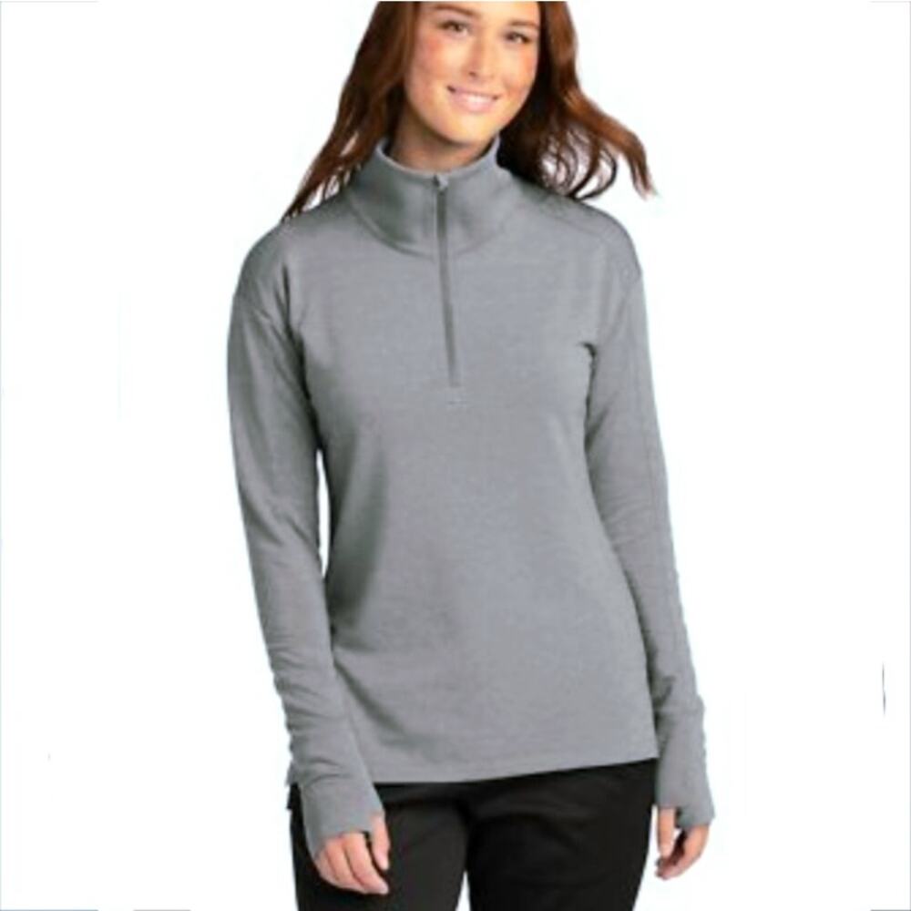 Women Ridgecut Gray Half Zip Pullover Athleisure Top L Outdoors Gorp Running NEW
